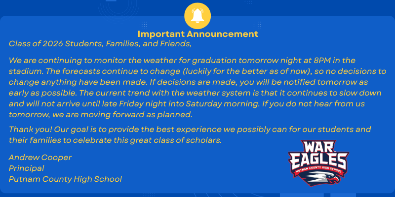 Announcement regarding Graduation