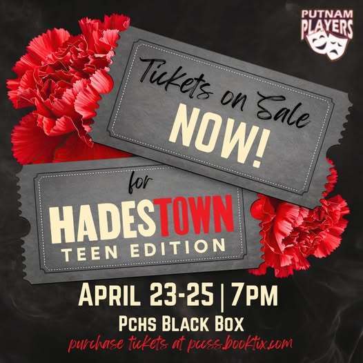Two tickets for Hadestown Teen Edition, April 23-25 at 7pm. Purchase tickets at pchsblackbox.com.