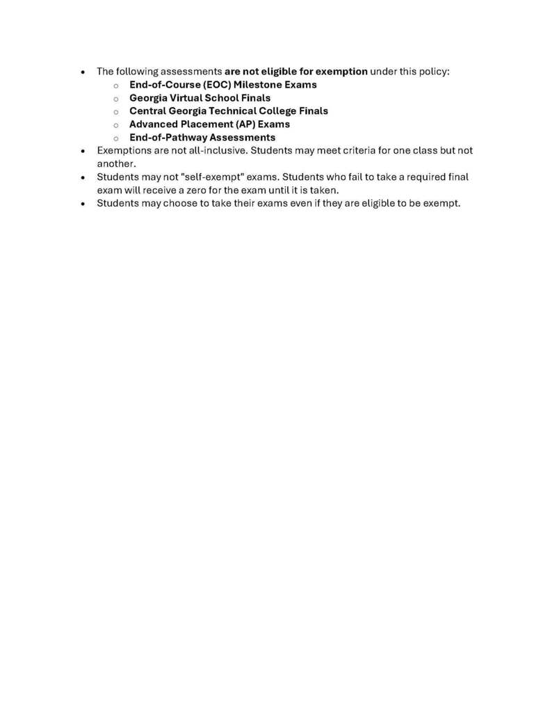 Final Exam Exemptions Policy Page 2