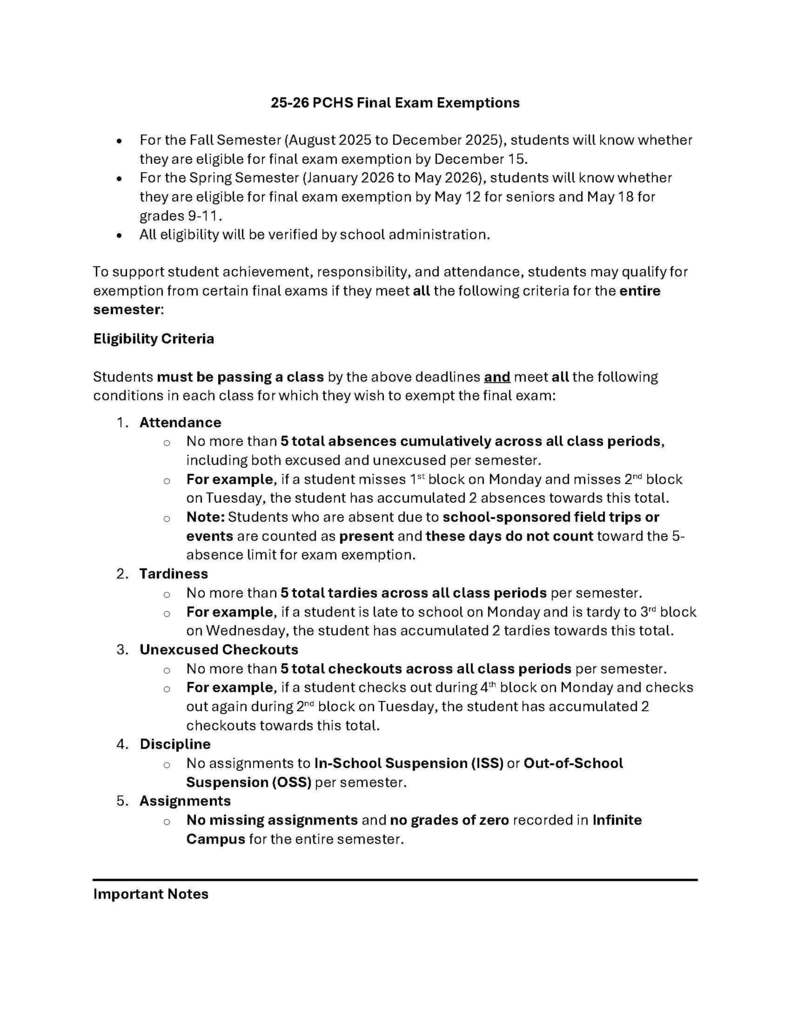 Final Exam Exemptions Policy Page 1