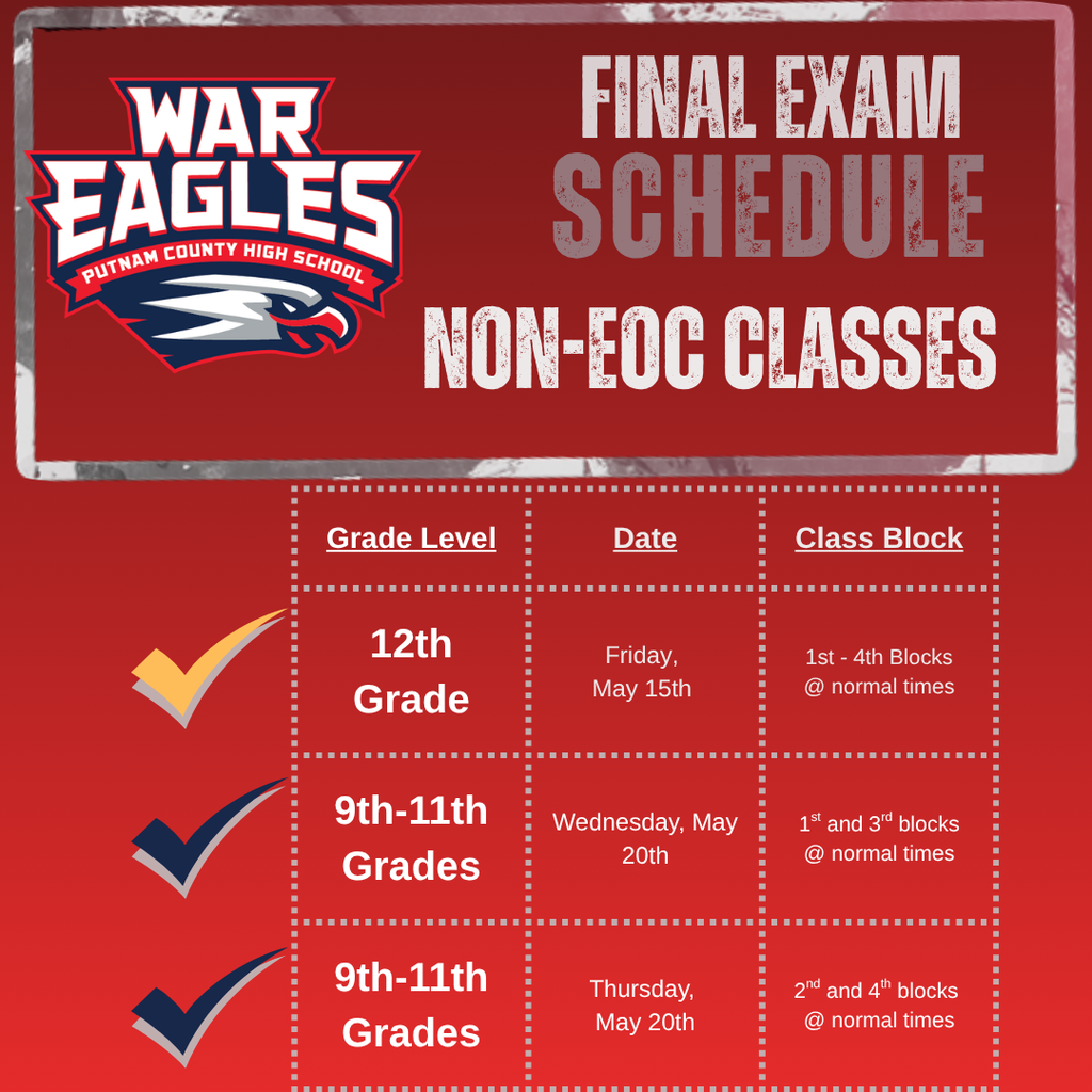 Final Exam Schedule - Non EOC Courses