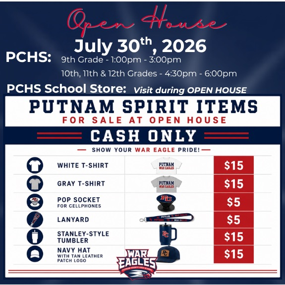 updated Open House time and school store opening