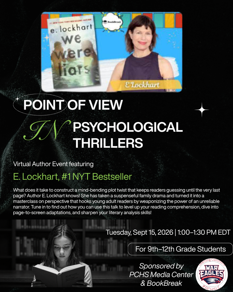 E.Lockhart BookBreak Author Visit Tuesday, September 15th from 1:00PM to 1:30 PM