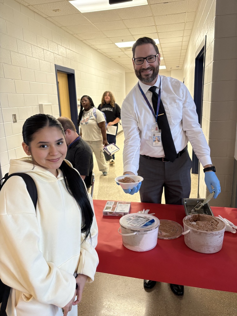 Ice Cream Perfect Attendance Reward for students with Mr. Patrick