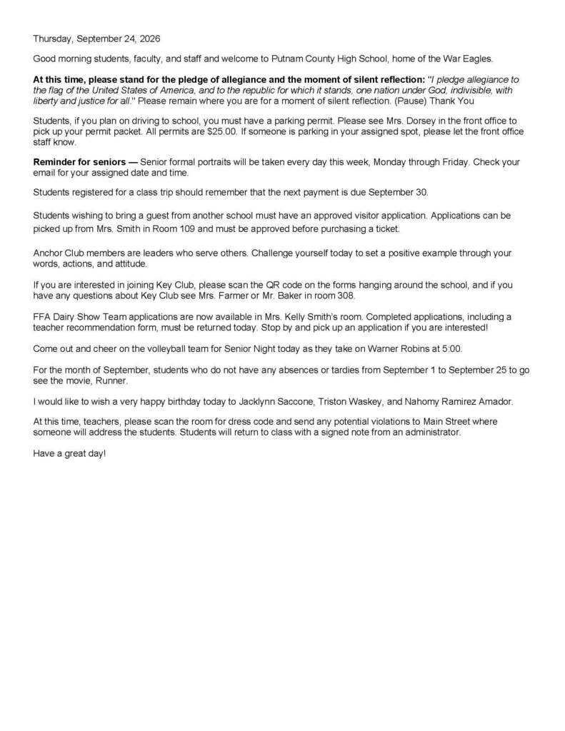 PCHS Daily Announcements 9.24.26
