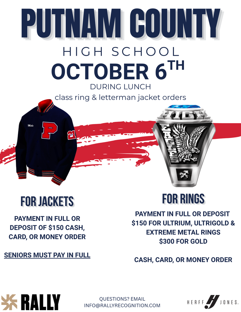 October 6th Letterman Jackets and Class Ring orders
