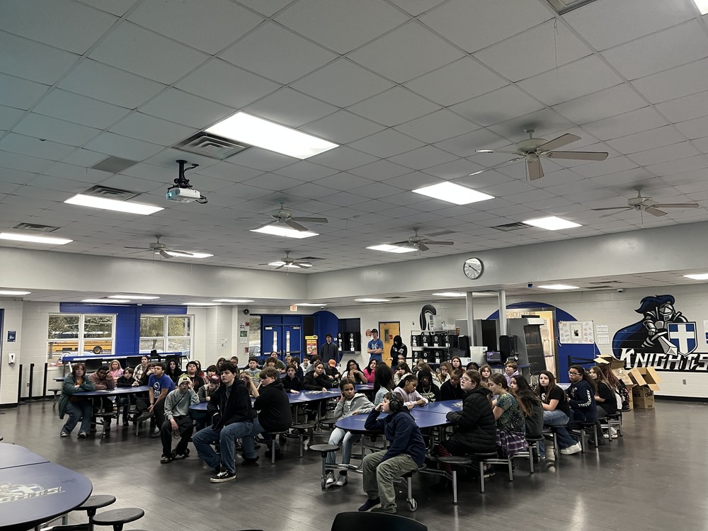 6th graders visit in gym