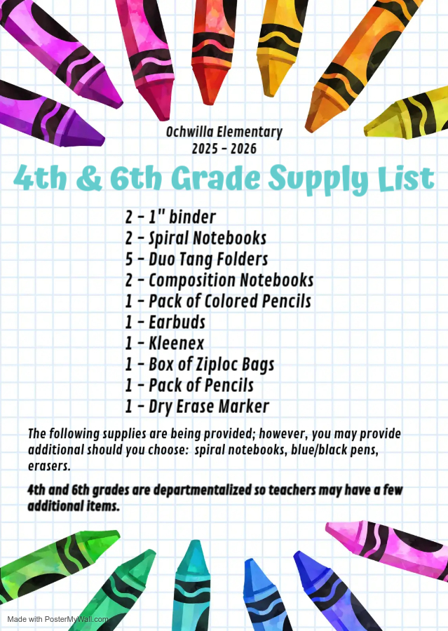 4th & 6th Gr Supply List