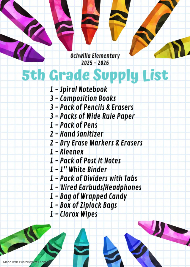 5th Gr Supply List