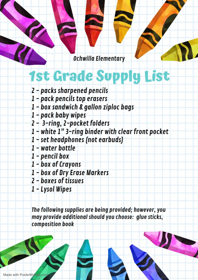 1st Gr Supply List