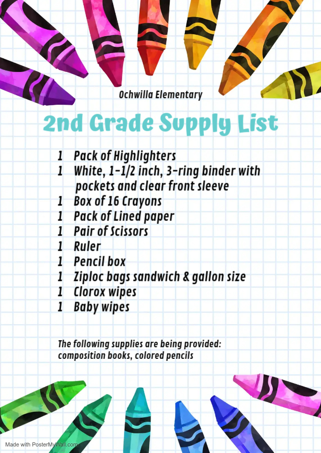 2nd Gr Supply List
