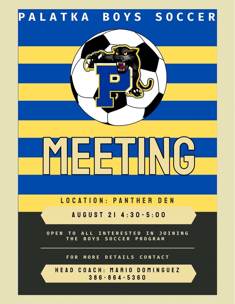 PJSHS Boys Soccer Interest Meeting is today at 4:30 in the Panther Den! We would love for anyone interested in playing to come and also past players should attend also!