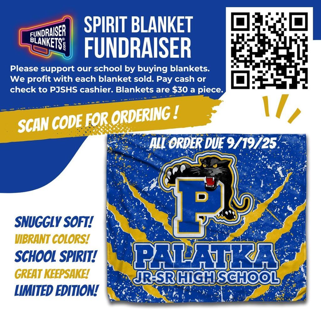  The senior class is selling panther blankets for a fundraiser this year. If you would like one, please fill out the google form and pay Ms. Shawn. 