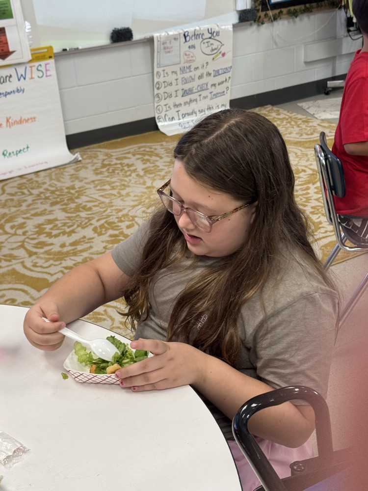 Child, eating salad