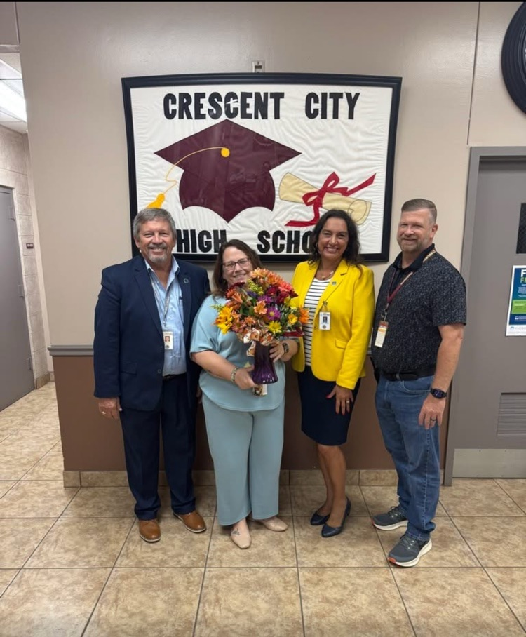 A picture of Dr. Surrency with Mrs. Taylor, Mrs. McDaniel, and Mr. Adams as we recognize Mrs. Taylor as the PCSD Assistant Principal of the Year. 🎉