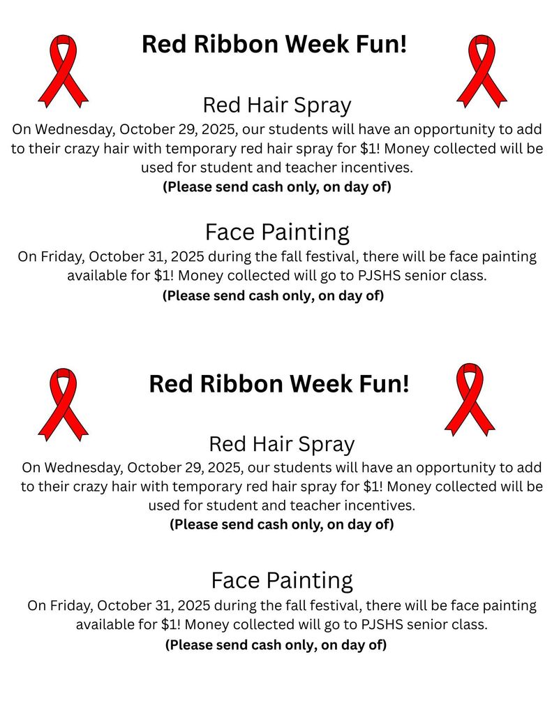 Fall Festival and Red Ribbon Week information