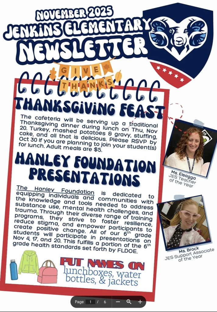 JES Nov. Newsletter Page 1