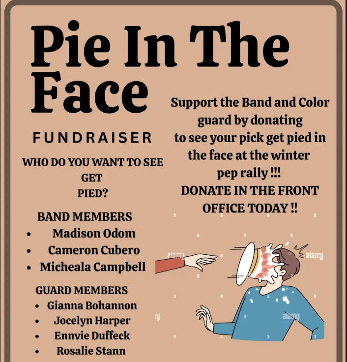 Pie in the Face to support Band and Color Guard