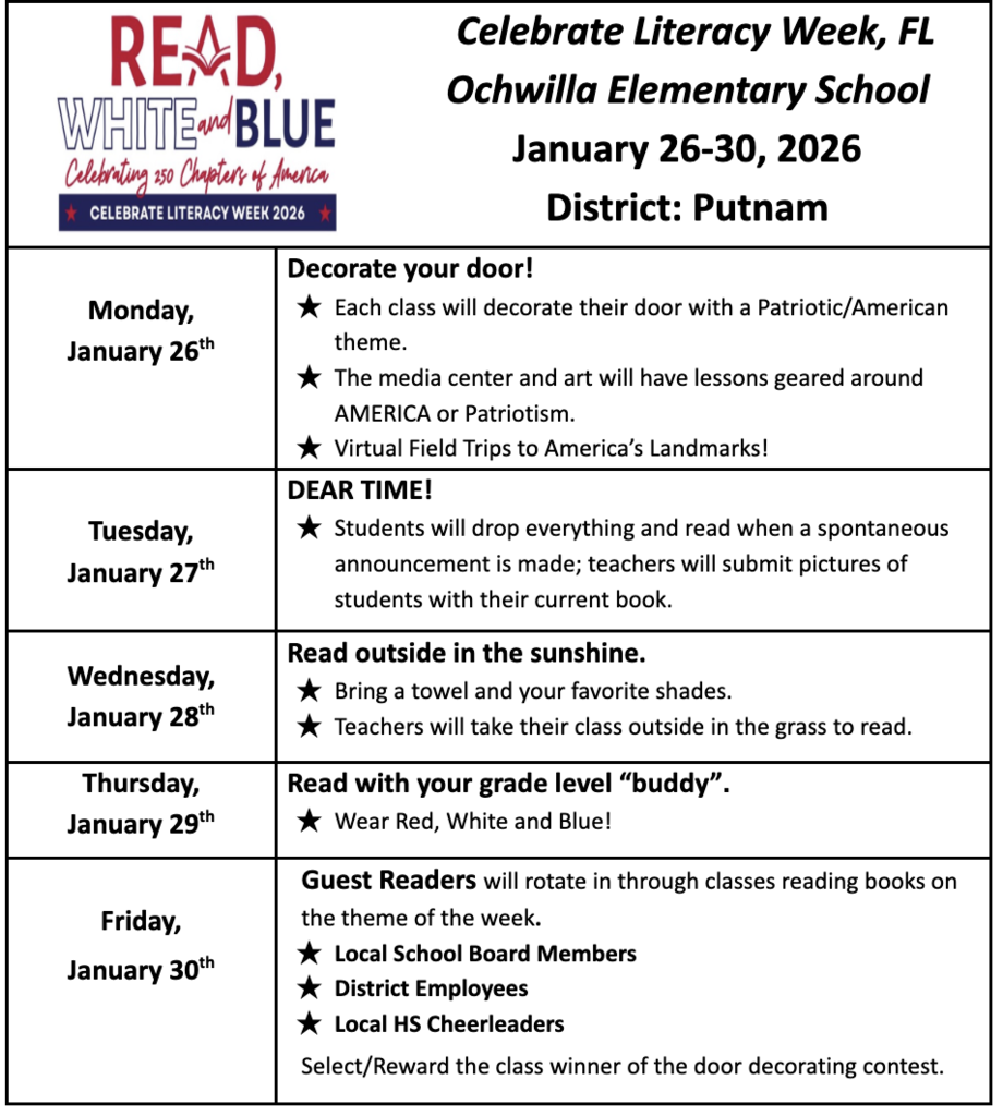 Celebrate Literacy Week flyer