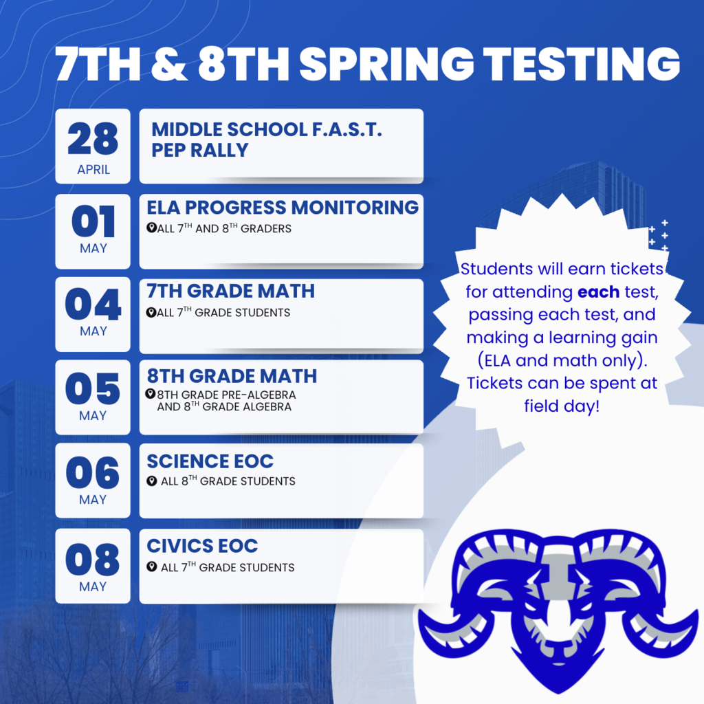 Middle School Testing Calendar