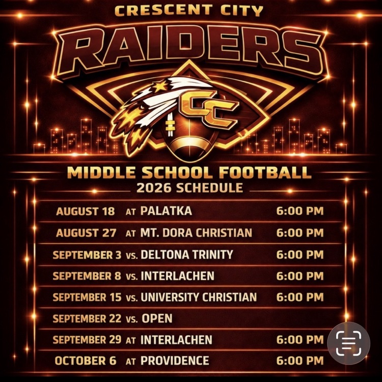 Middle school football schedule.