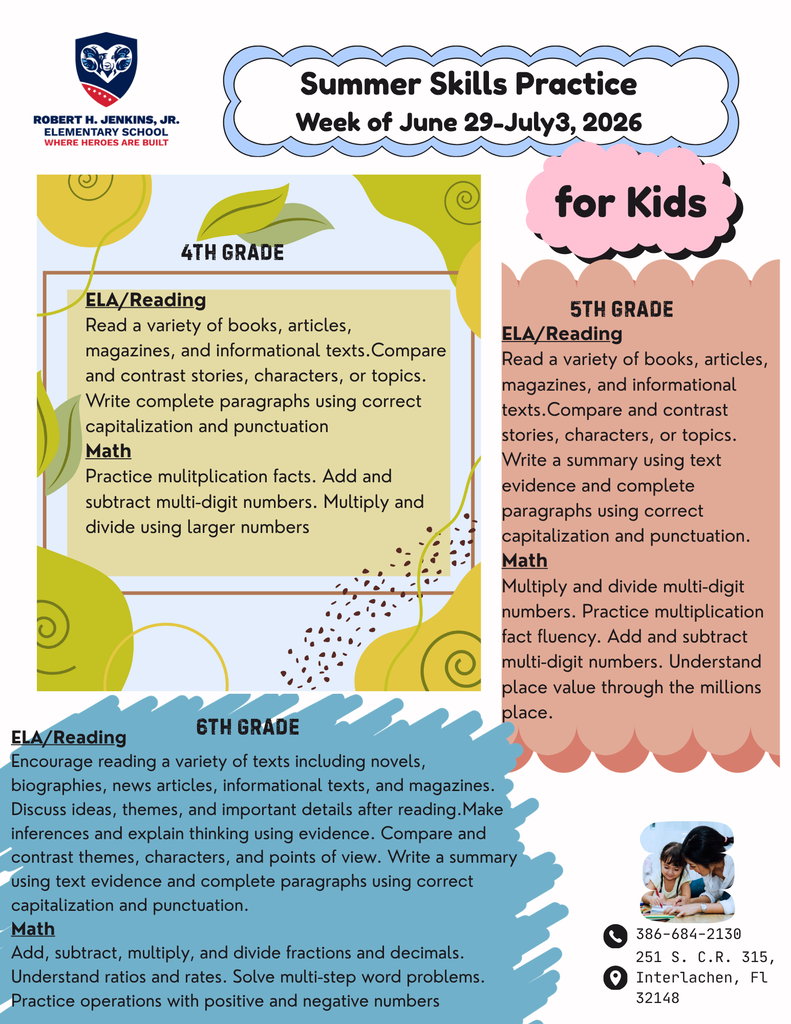 JES July 2026 Week 1 Skills Newsletter