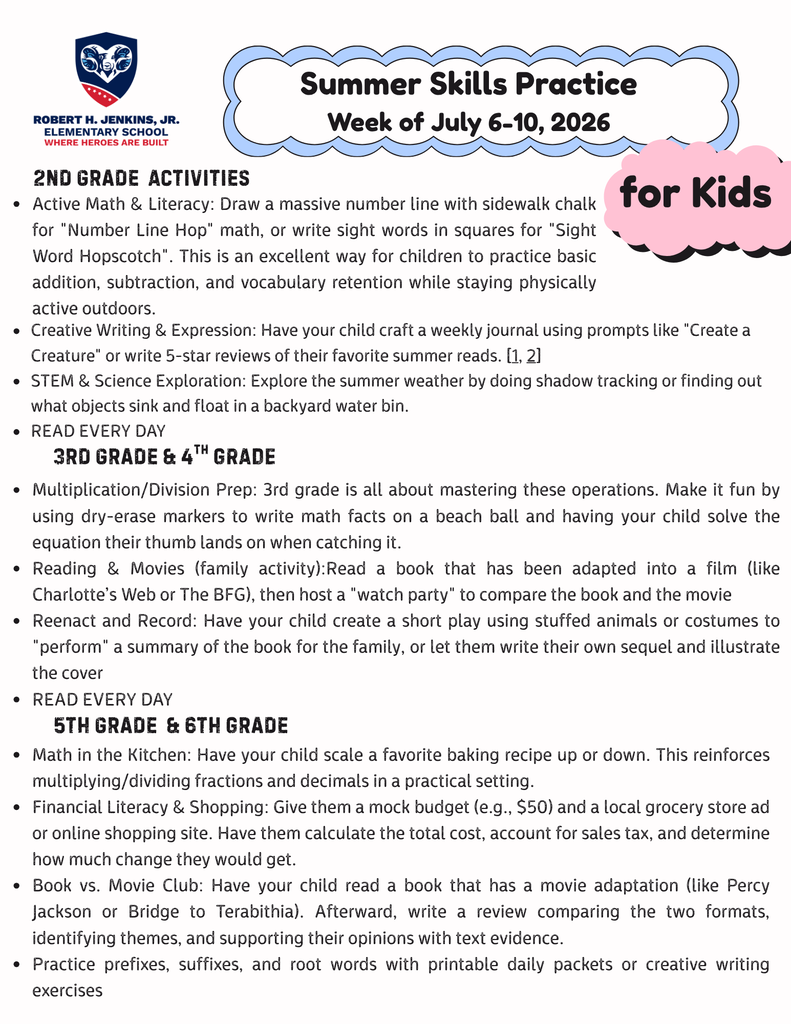 Summer Activities JES 2026
