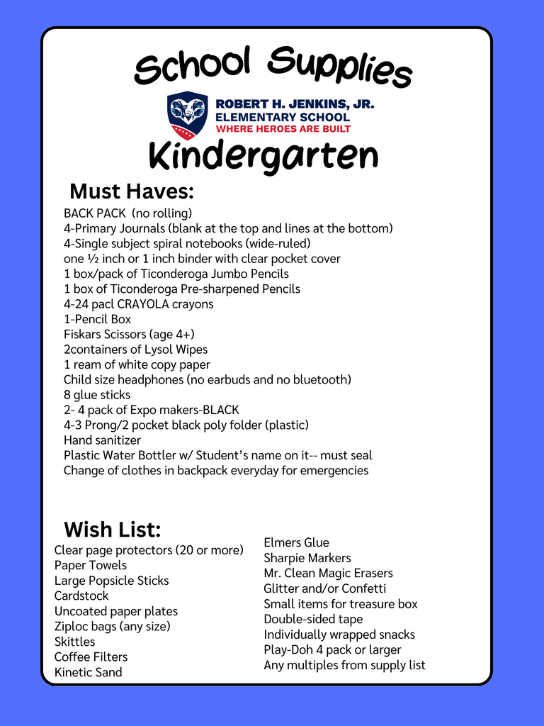 JES SCHOOL SUPPLIES 2026-2027