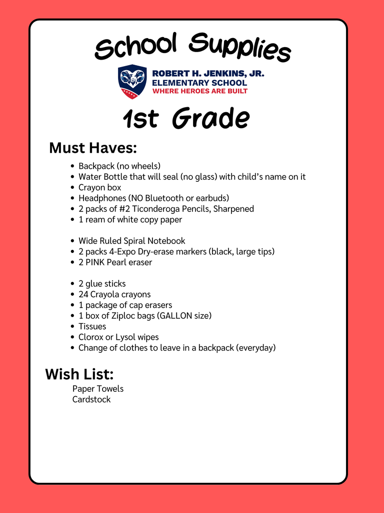 JES SCHOOL SUPPLIES 2026-2027