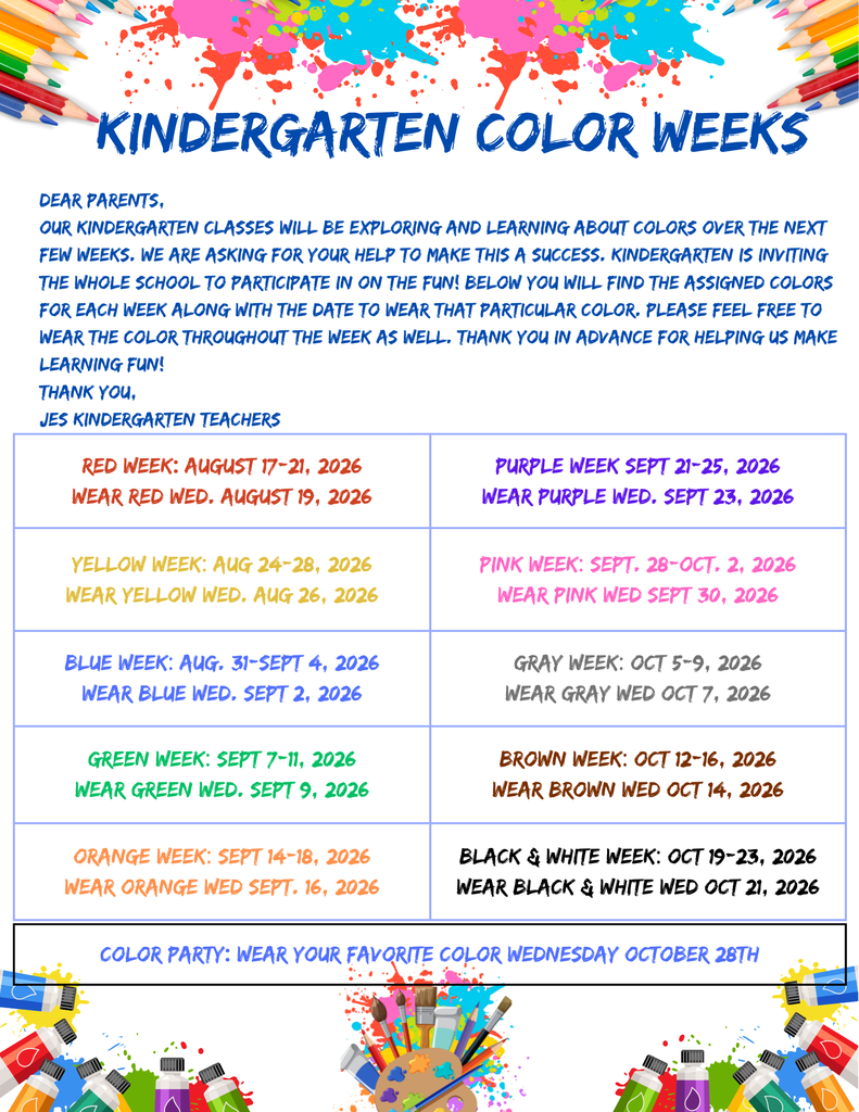 JES Kg. Color Weeks 2026