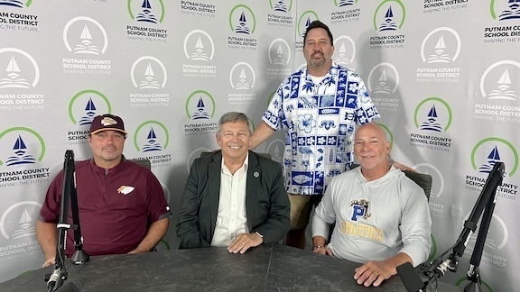Coach Tim Ross (CCJH), Rick Surrency, Superintendent of Schools, Coach Lantz Lowery (PJSH), and Coach Erik Gibson( IJSH )