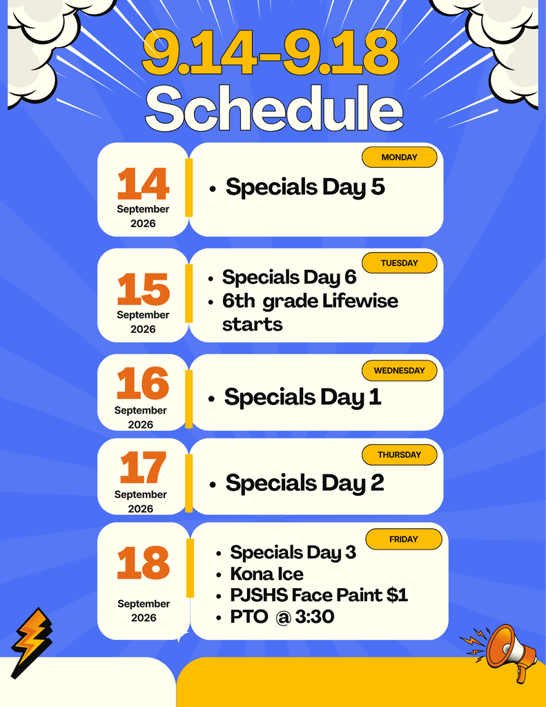 9/14-9/18 Schedule