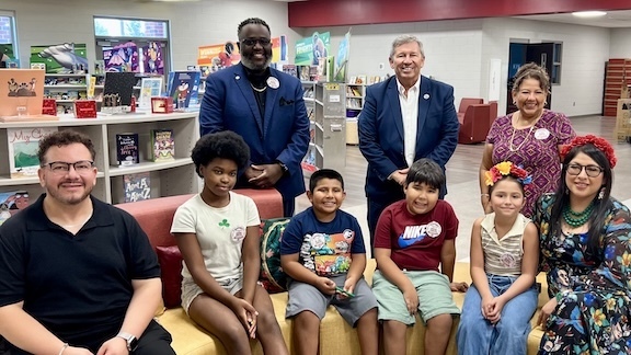 Justin Campbell, Dr. Rick Surrency, Priscilla Perry, Oscar Jaimes, Zulema Arroyo and Middleton Burney Students discuss the meaning of Hispanic Heritage Month Celebration means to them