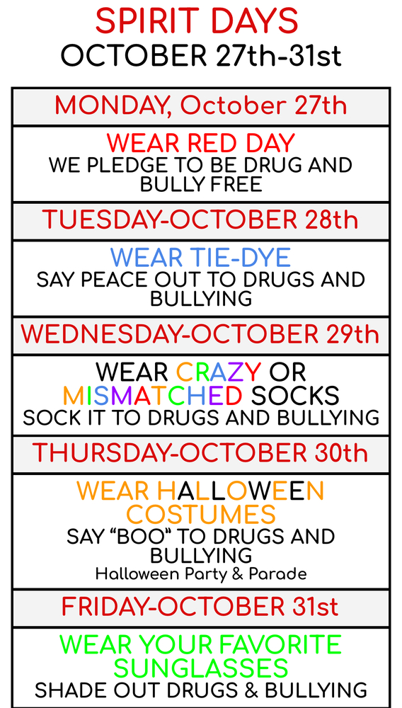 Red Ribbon Week - Dress Up Days flyer
