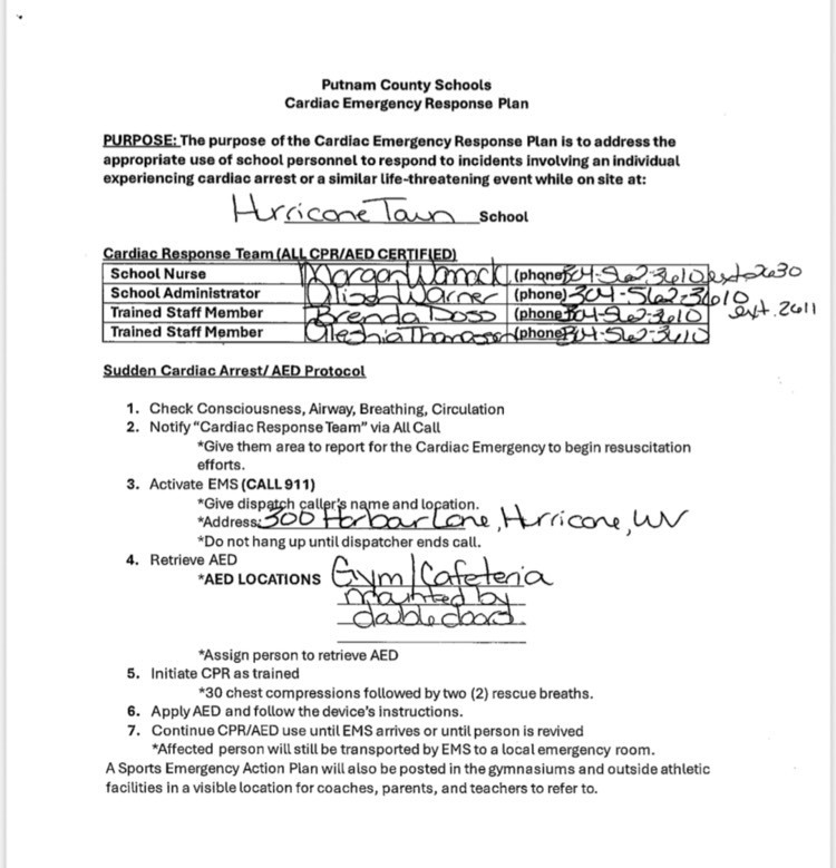 Cardiac Emergency Plan