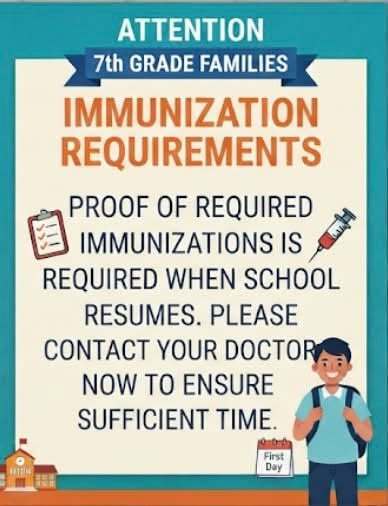 immunization needed for 7th graders