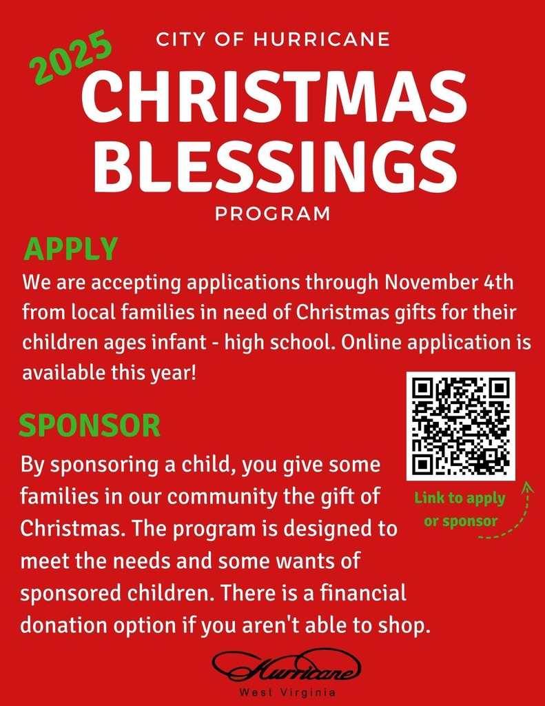 QR code to apply for assistance through the City of Hurricane's Christmas Blessing Program or to SPONSOR a child.