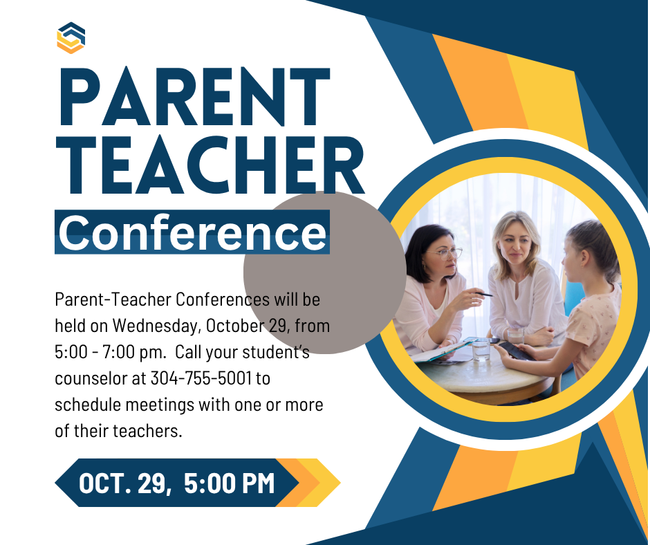 Graphic of parent teacher conference. All information is in post text