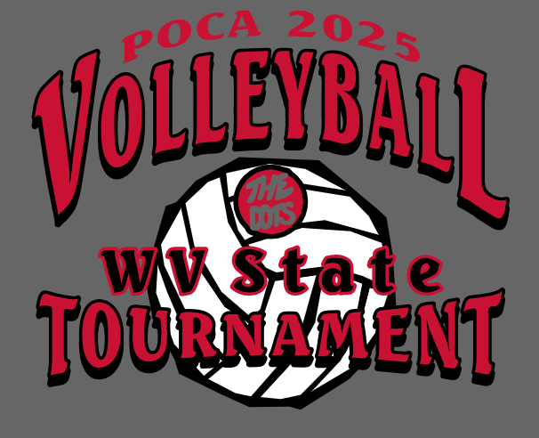 Poca 2025 WV State Volleyball Tournament Shirt design