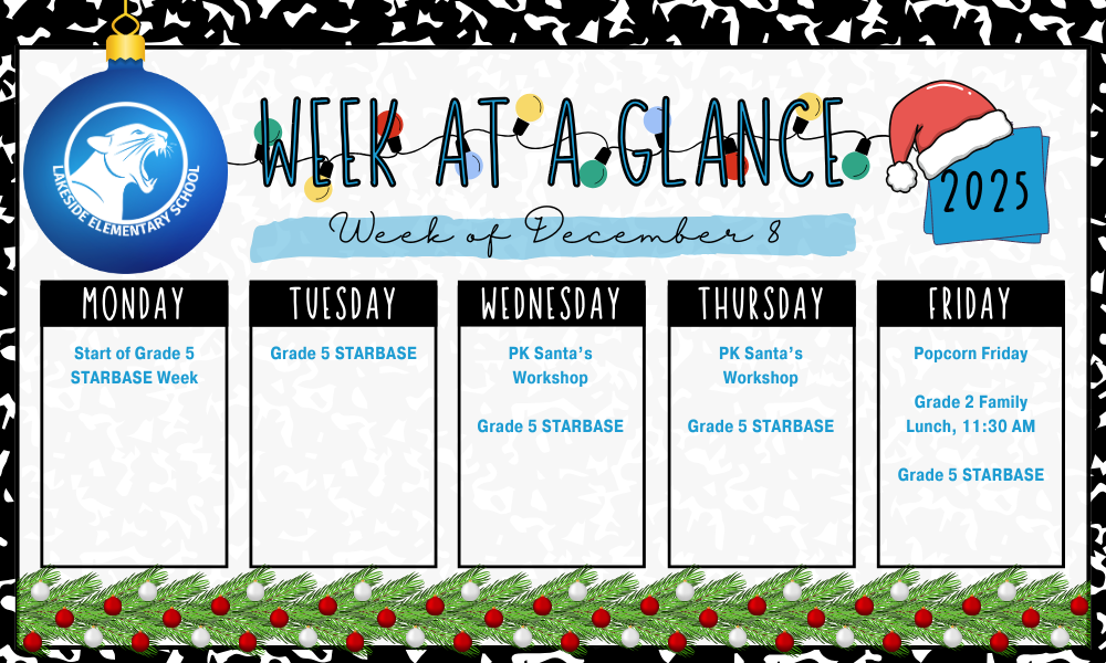 December 8 Week at a Glance