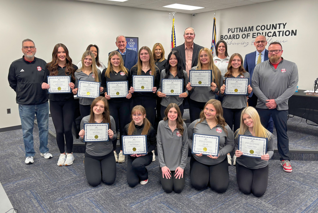 Picture of PHS Volleyball at Board Meeting