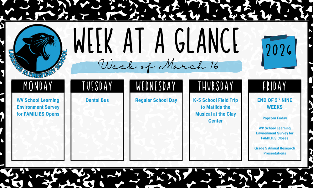 Week at a Glance for March 16