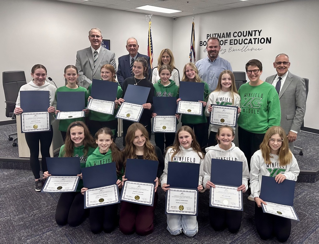 🏆 Celebrating Winfield Middle Athletics! 🏀🏐🏃‍♀️ At the Putnam County Board of Education meeting on March 16, 2026, the Board proudly recognized several Winfield Middle School athletic teams for their outstanding seasons and achievements. 👏 Congratulations to the following teams:  Girls Cross Country Girls Basketball Volleyball Boys Basketball  These student‑athletes, along with their coaches and supporters, exemplify dedication, teamwork, and school pride. We are proud of the hard work and commitment they displayed both on and off the field this season. 💙💛 Way to represent Winfield Middle and Putnam County Schools!