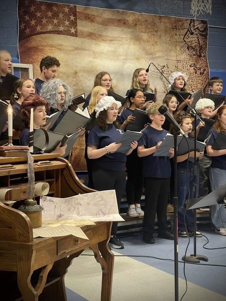 Rock Branch Elementary’s choir presented The Dawn of Liberty last week to honor America’s 250th birthday! Jefferson, Adams, Franklin, congressional wives, the Continental Congress, tyrannical King George III, and colonists’ battle cries—each forging the American dream—were brought to musical life in a dynamic tribute to our country’s founding. “We the people stand proud!” 🇺🇸🎶