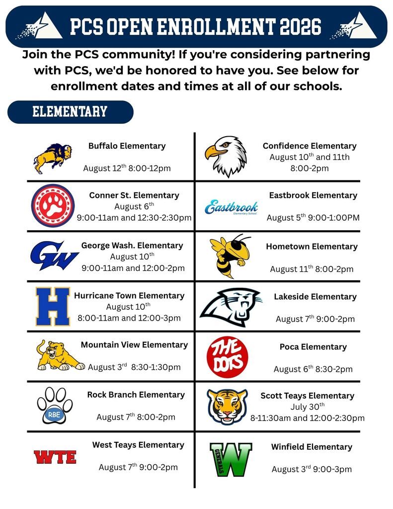 2026 PCS Elementary open enrollment dates