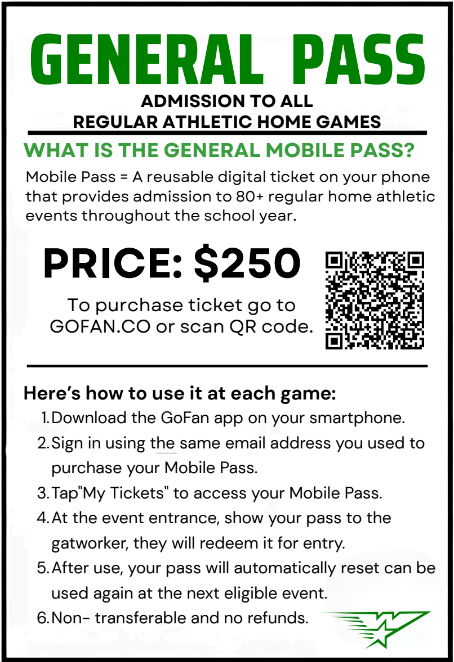 General Pass- reusable digital ticket to 80+ home events for $250 purchased on gofan.co