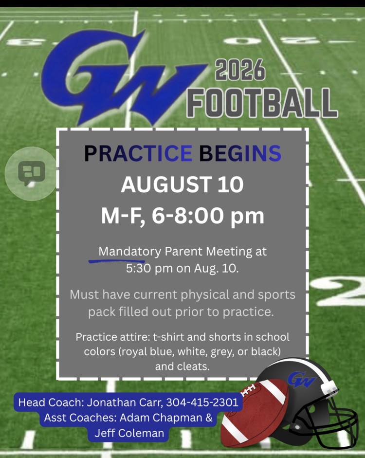 Football practice begins 8/10 notification.