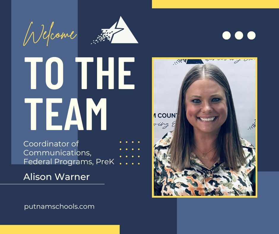 picture of "welcome to the team" to new coordinator of communication, federal programs, and prek