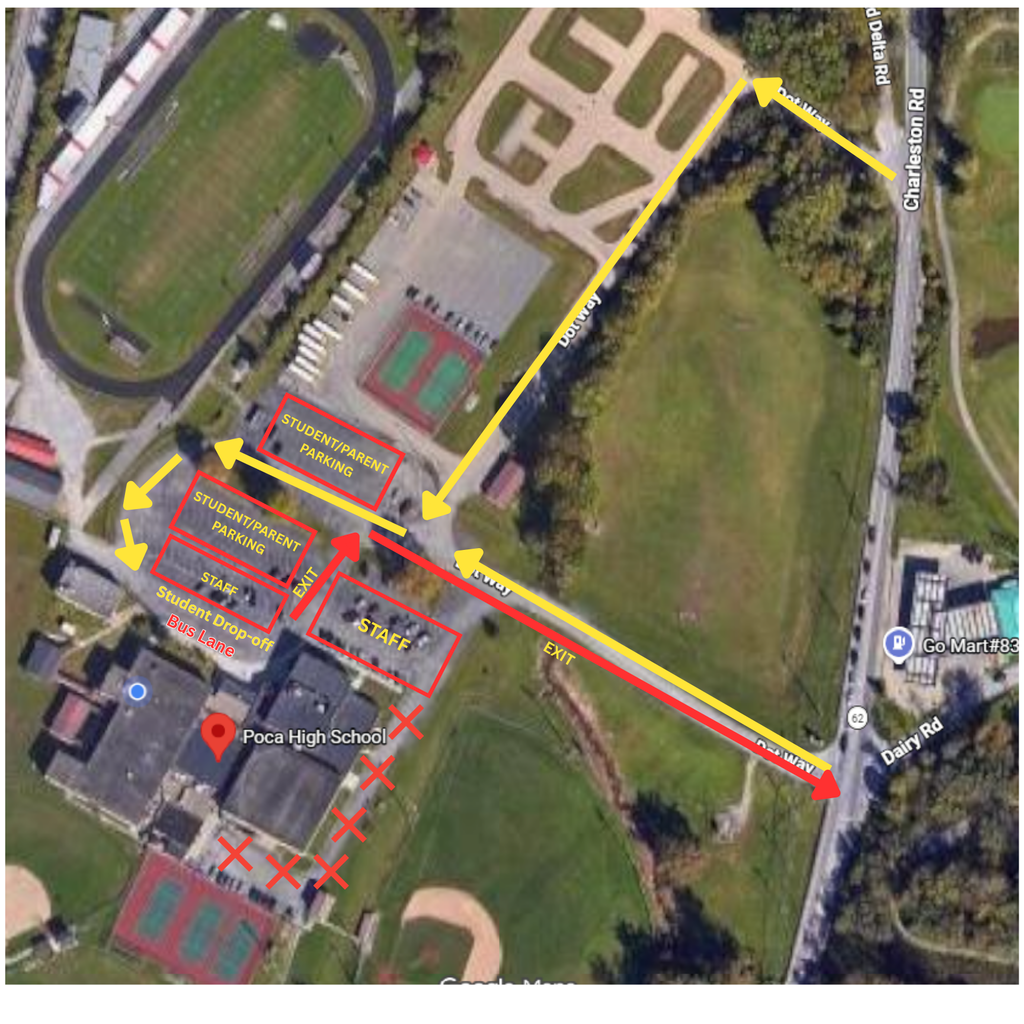 Map showing parking areas