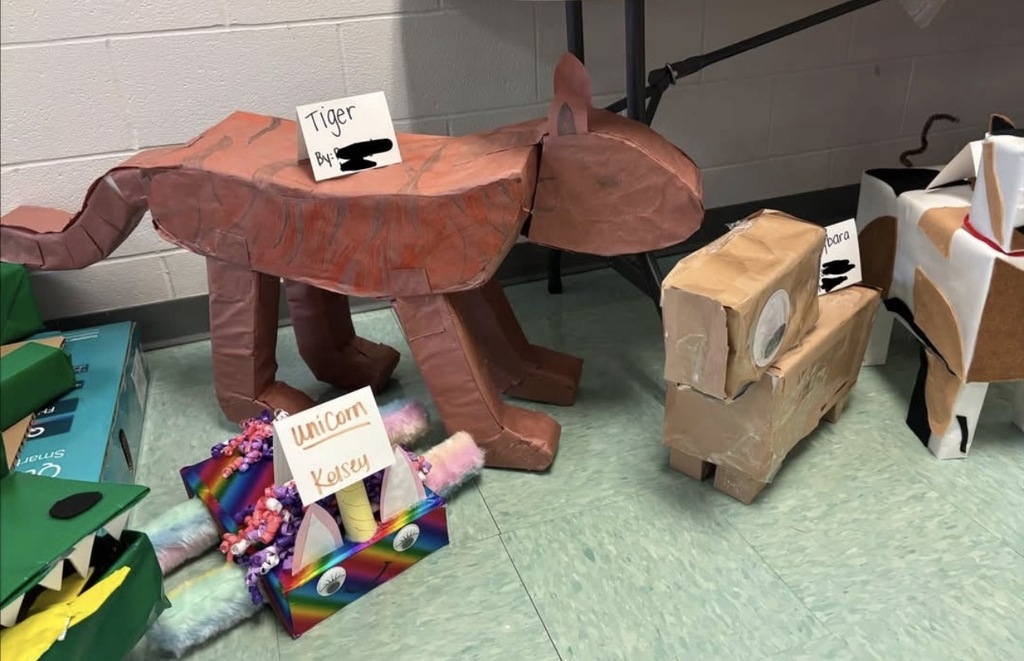 Tiger and Unicorn made from shapes